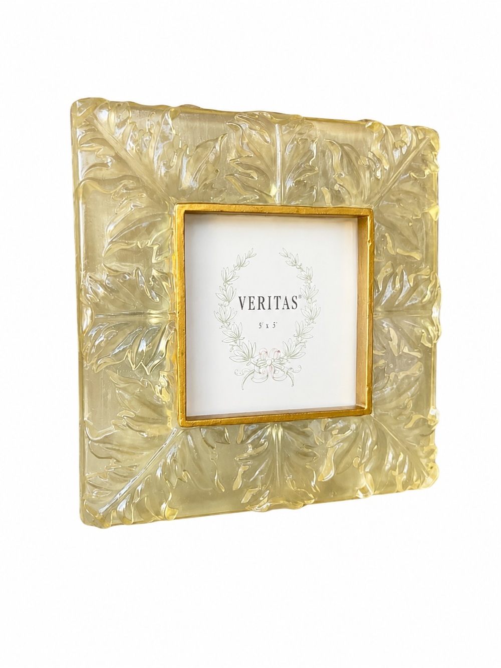 Vintage Veritas Amber Leaf Decorative Square Frame with Gold Inner Border